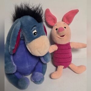 Disney Plush Eeyore and Piglet Toy Set - Blue and Pink *Piglet Talks*